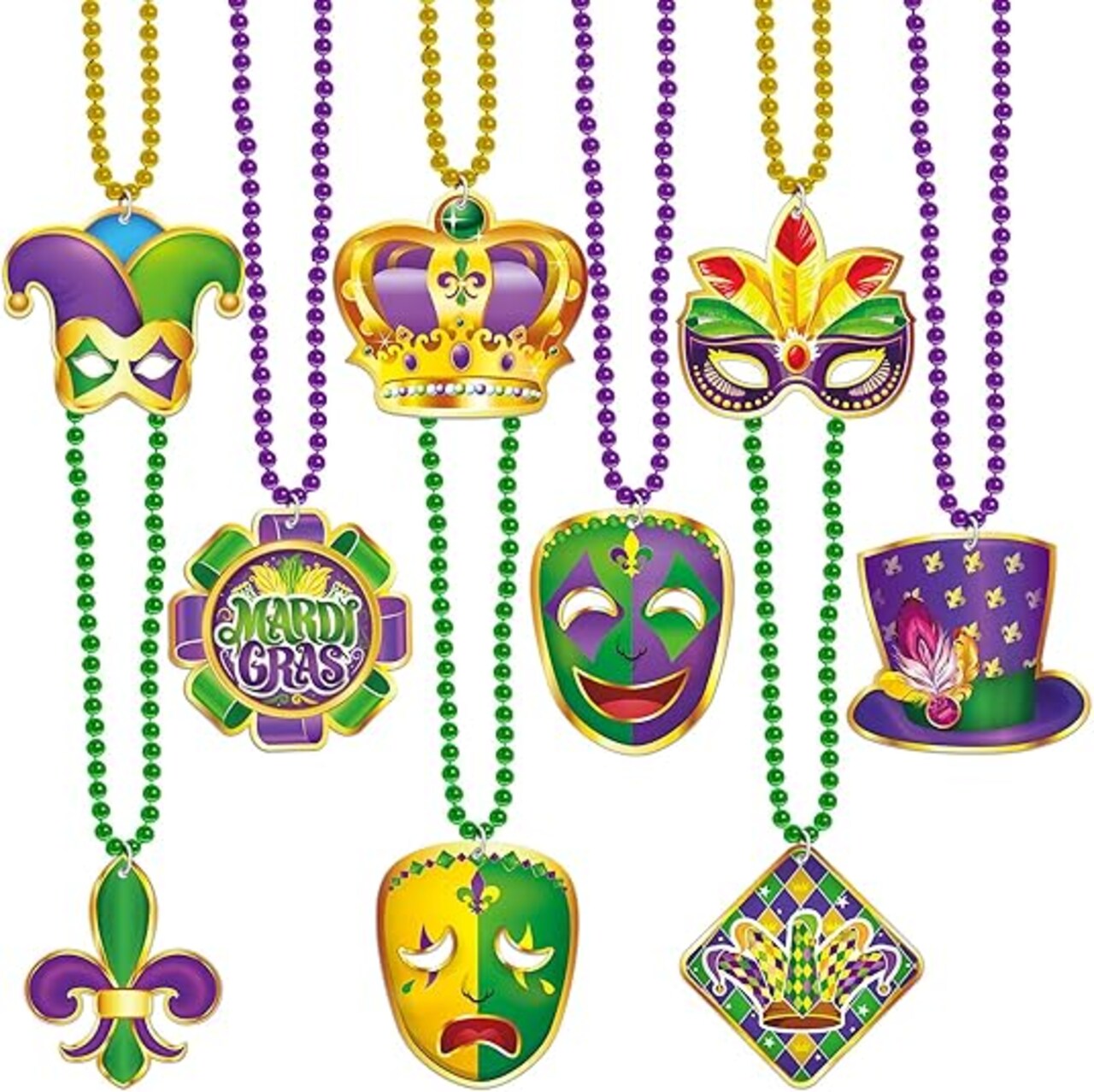 18pcs Mardi Gras Carnival Bead Pendant Necklace for Party Costume Accessories Party